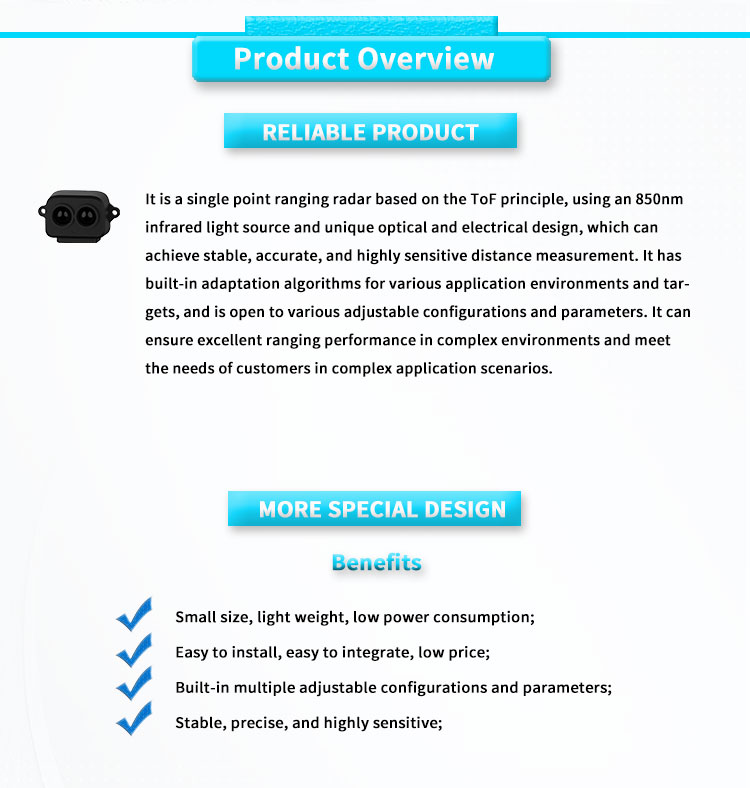 Mini UBJG-01 Laser Distance Sensor For Traffic Flow Measurement 0.2m-8m