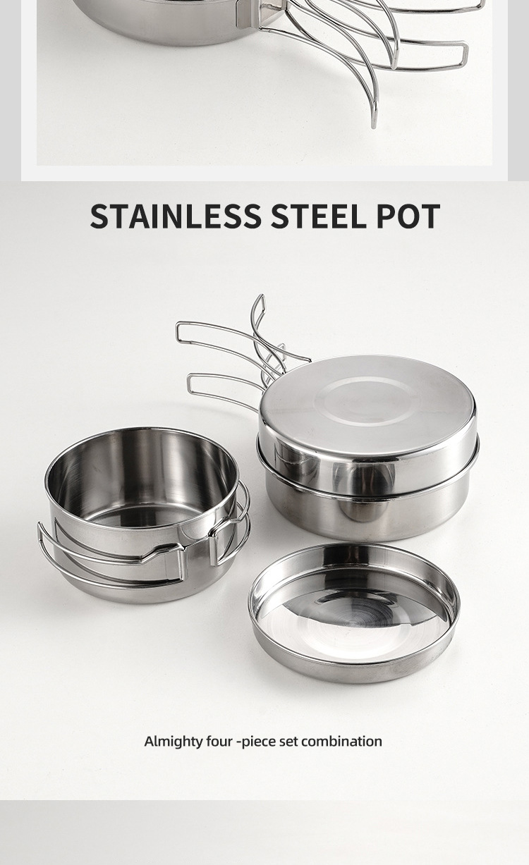 Stainless Steel Material Outdoor Cookware Set For Camping