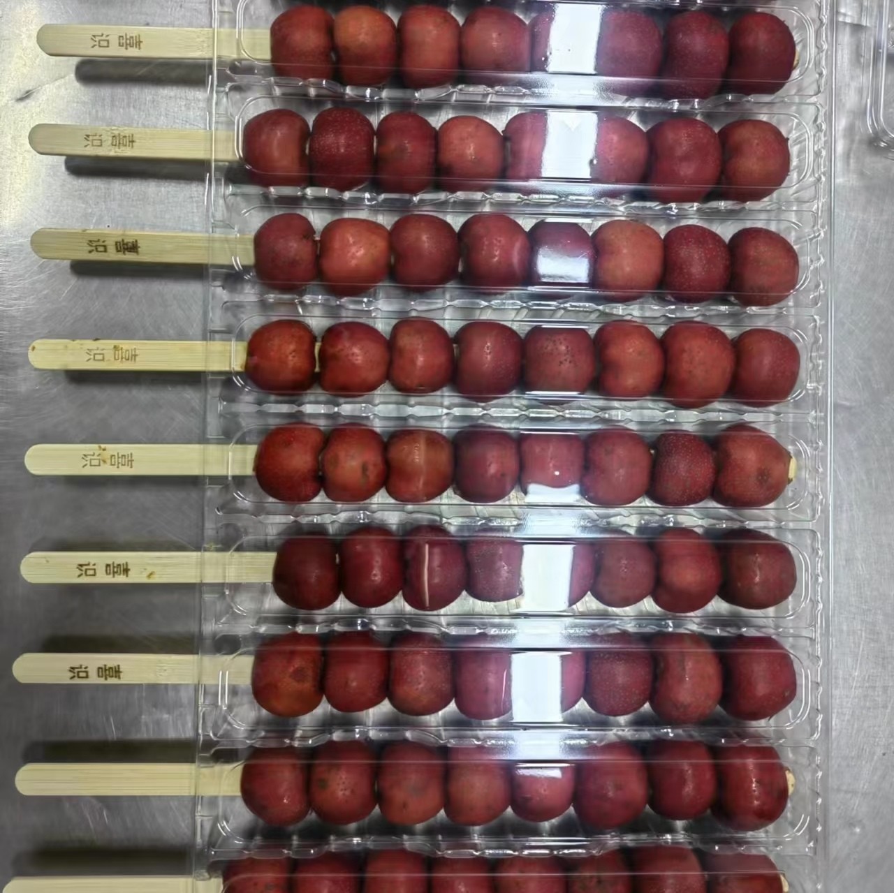 Customized Disposable Plastic Clear Foods Grad Packaging Hinged Clamshell Tanghulu Packaging