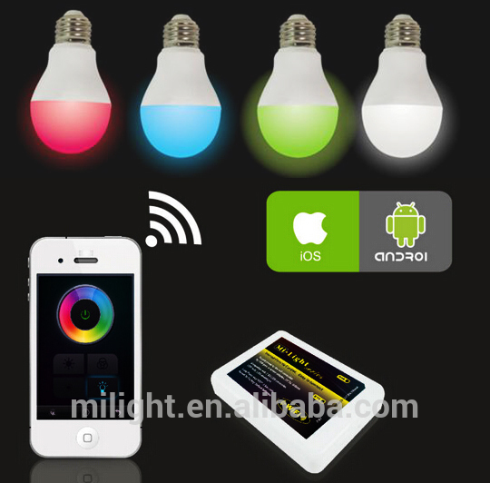 Led E27/E26/B22 6W RGBW Milight Wifi Led remote control for iphone