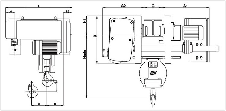 European style Heavy Duty 5t Single Girder Crane wire rope Electric Hoist