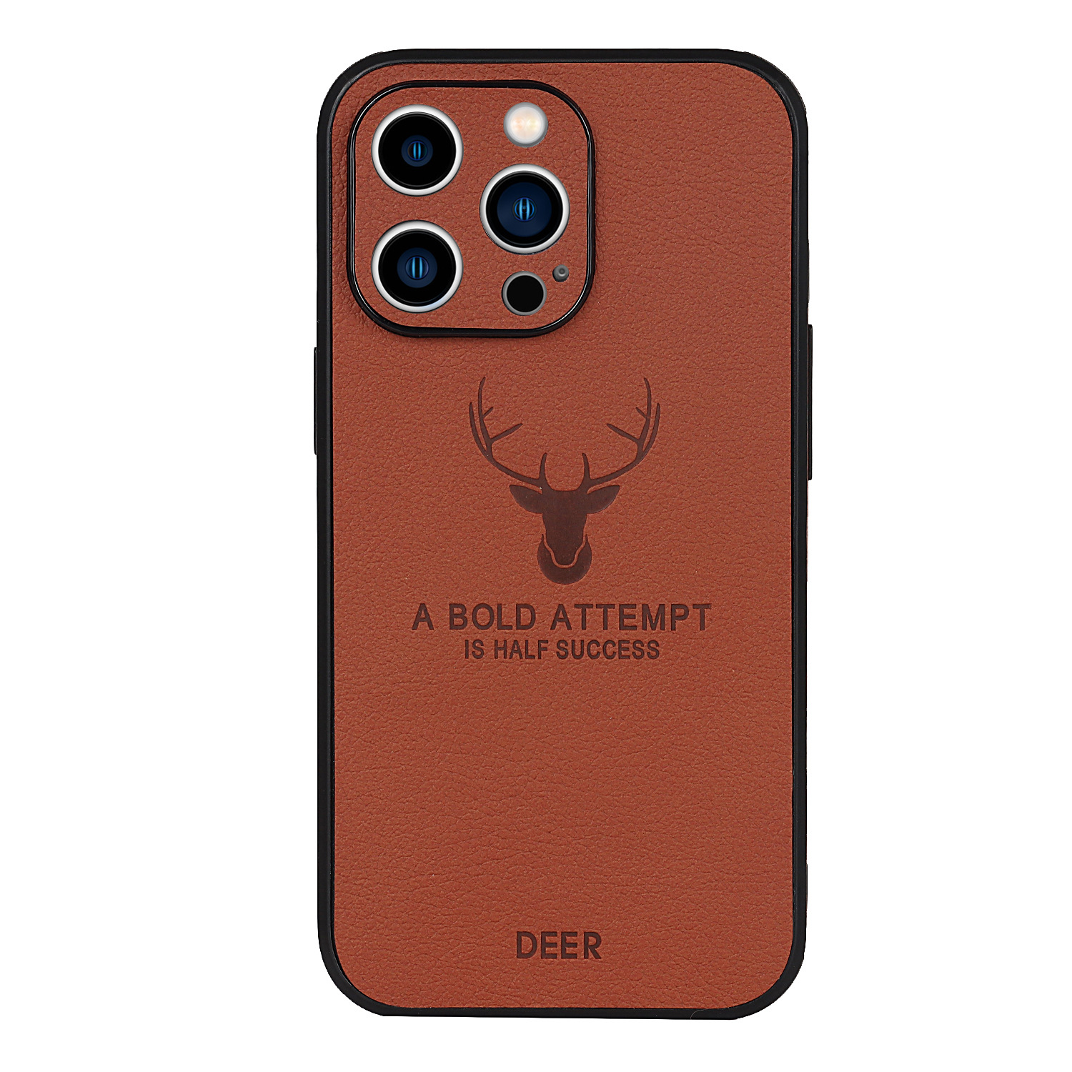 Deer Pattern Leather TPU Mobile Phone Case for iPhone 15 Pro Max 14 Pro Camera Lens Protection