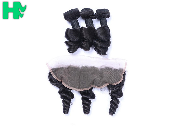 8’’ - 30’’ Loose Wave Virgin Hair / Brazillian Hair Bundles With 13*4 Closure