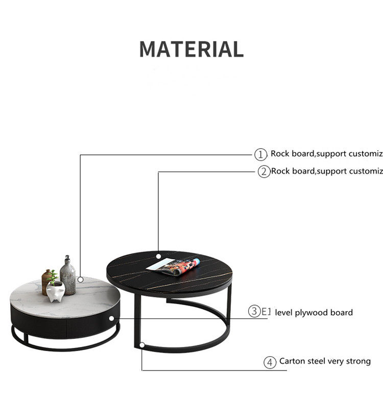 2020 newest modern simple style black glass marble top tea center coffee table