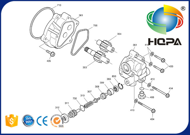 K9005450 Hydraulic Gear Pump Seal Kit for Doosan DX140LC DX140LC-3