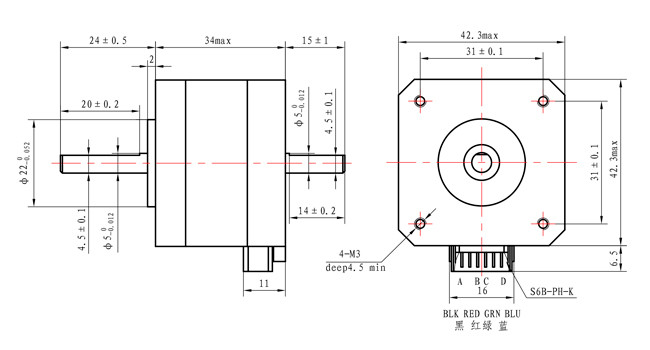 1.8 Degree NEMA 17 Stepper Motor Dual Shaft For Medical Equipment Automation Appliance