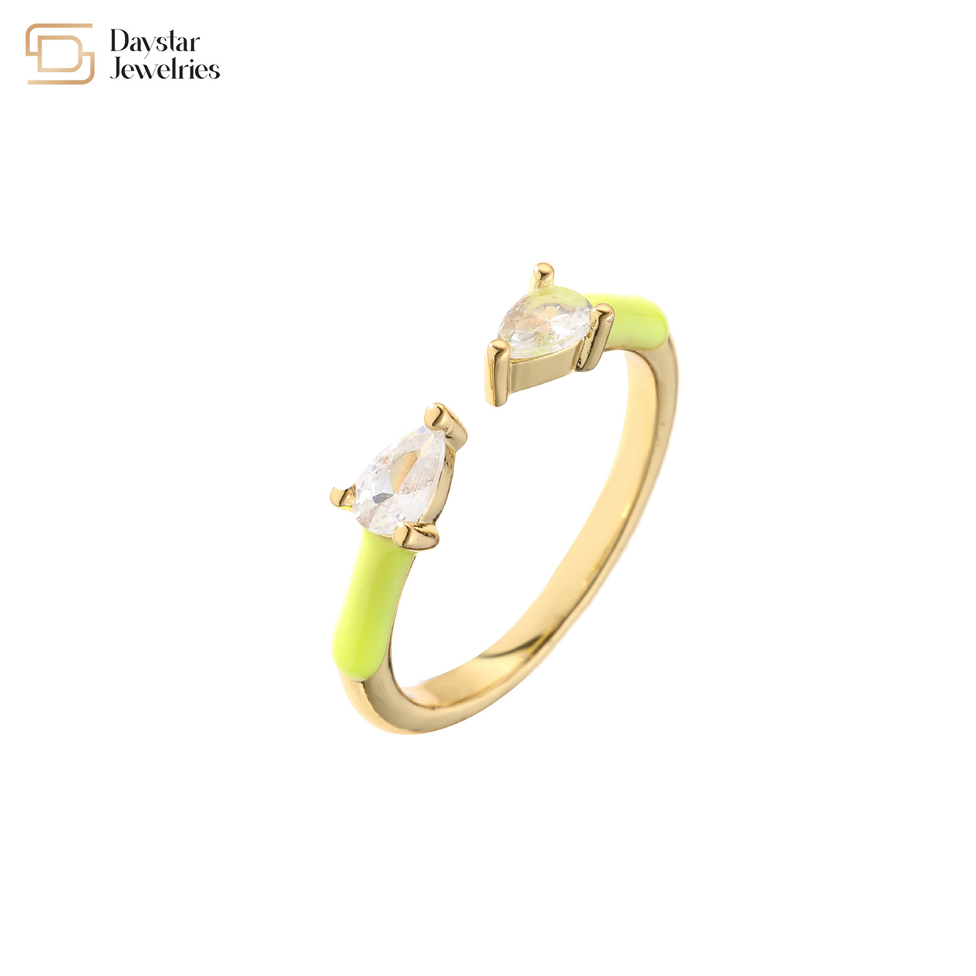 18k Gold Plated Adjustable Cubic Zirconia Water Drop Rings For Women Jewellery