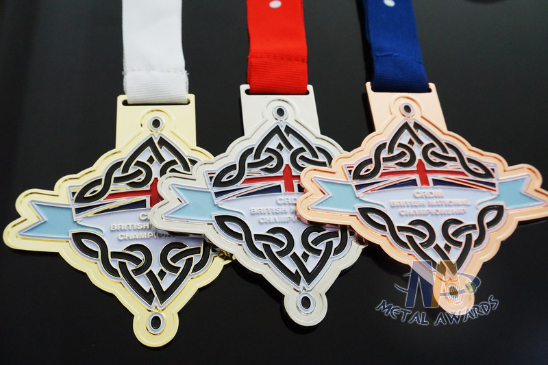 Gold / Silver / Copper Die Cacting Metal Award Medals One Side With Soft Enamel