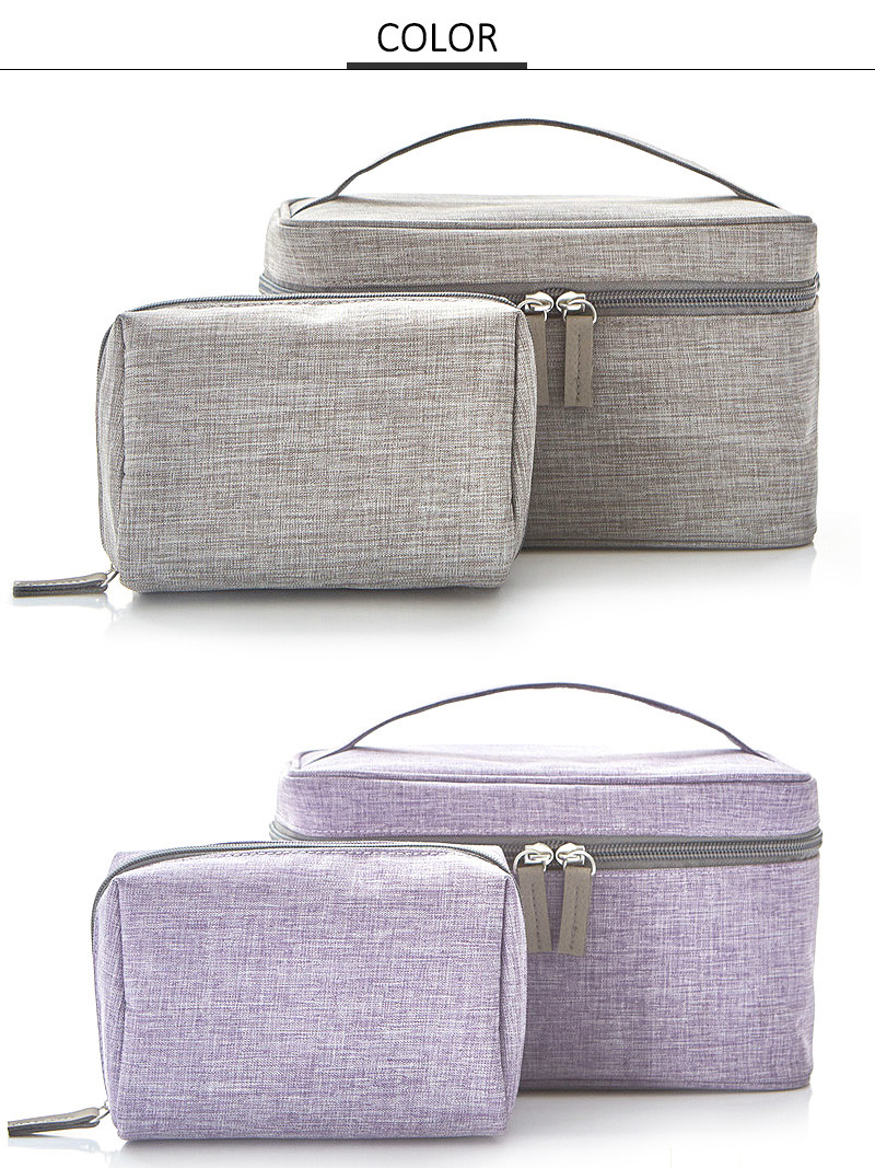Zipper Travel Cylinder Bucket Polyester Cosmetic Bag