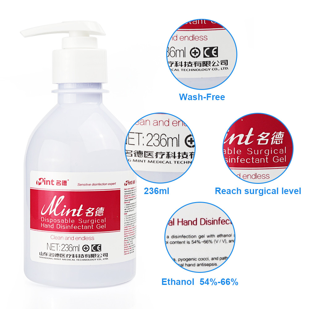 Antibacterial 60% Alcohol Hand Sanitizer Gel 99.9% Efficient