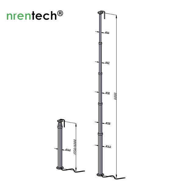 6m pneumatic telescopic mast for mobile light tower/ telescoping mast for temporary lighting tower