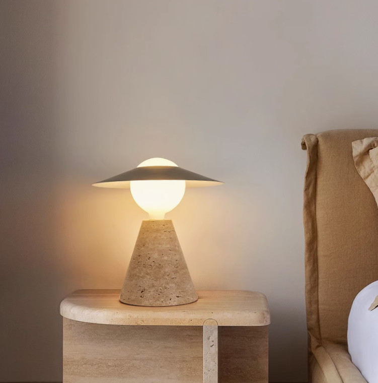 Yellow travertine wooden table lamp bedroom for home decorator interior stone table lamp