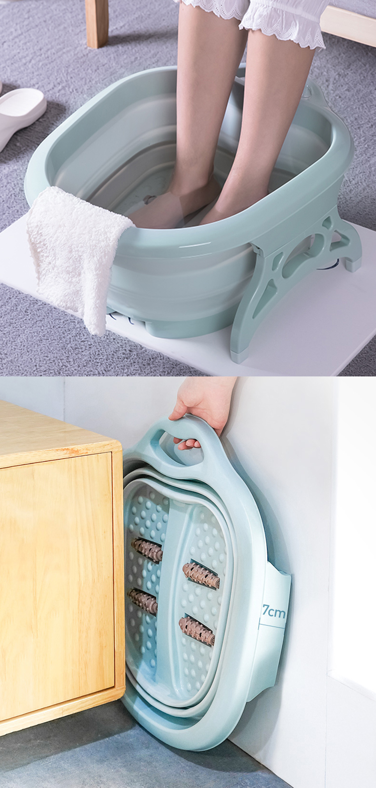 1KG Portable Plastic Foldable Foot Massage Bucket