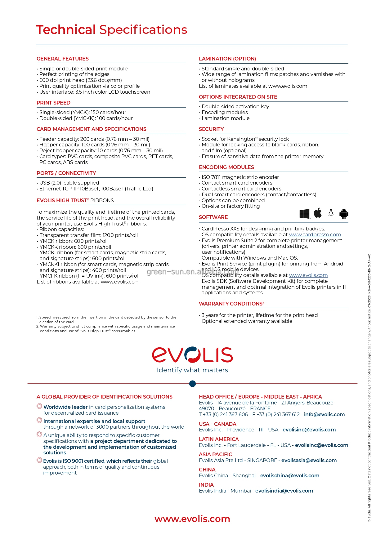 Highly 600 dpi Evolis Agilia Simplex Retransfer Card Printer for Dual Sided PVC Cards