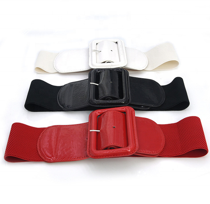Pin Women Buckle Fabric Elastic Belt Vintage Leather Buckle Belt Cinch
