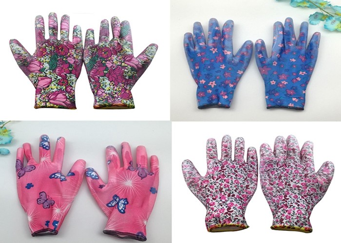 Lightweight Garden Work Gloves Elastic Knit Cuff 13 G Nylon Liner Material