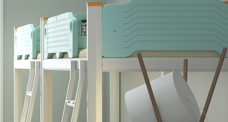 Hotel Steel Bunk Bed With Desk Stairs Customer Provided and Modern Bedroom Furniture