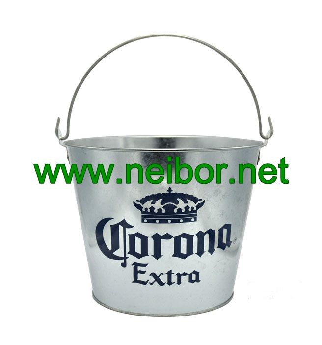 Galvanized Steel Metal Corona Extra Beer bucket 5Quarter with 2 handles