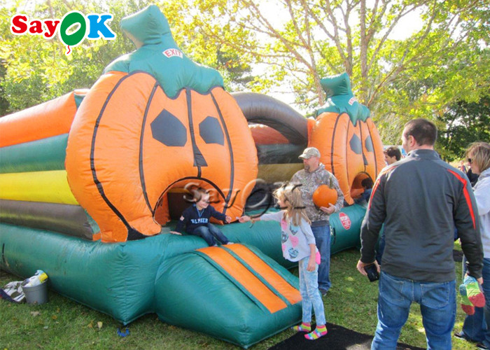 Commercial Pumpkin Theme Halloween Inflatable Maze Obstacle Course Inflatable Games For Kids