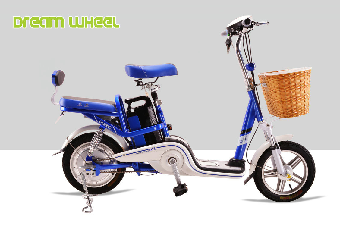 Small City 25km/H Electric Bike Moped Scooter 250W 48V 14" Dual Seat