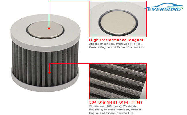M20x1.5 Thread Magnet Shell 304 Stainless Steel Reusable Oil Filter For HONDA Acur