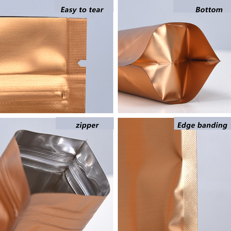 Metallic Gold Matte Stand Up Pouch Gravnre Printing Aluminum Foil Zipper Bags