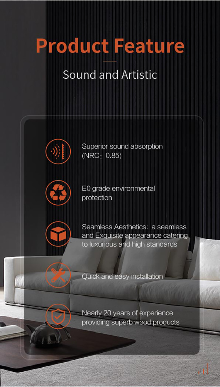 Customized Aesthetics Acoustic Slat Wood Wall Panels Melamine Finish 600x2400mm