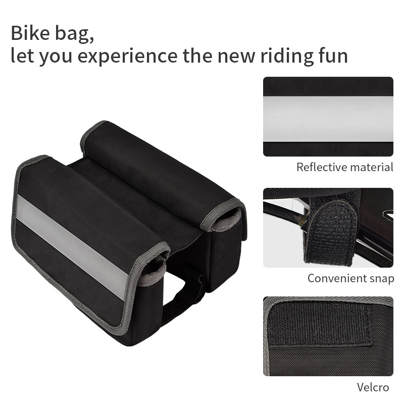 Large Phone Bike Bag OEM Waterproof Rear Under Seat Reflective Strip Pouch For Cycling 7X6X5"