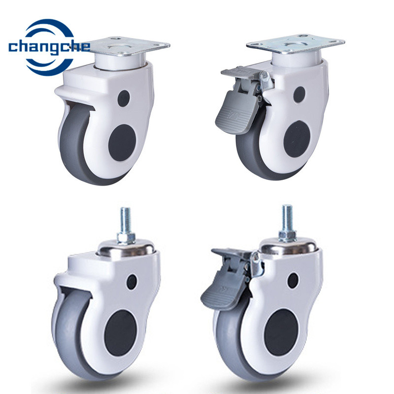 4 Inch Hospital Bed Caster Wheels Beige Locking 125mm Twin Wheel Hospital Castor TPR