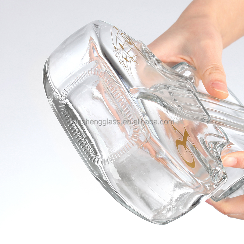 Custom Size Accepted Guitar Shaped Whisky Glass Bottle for Wine