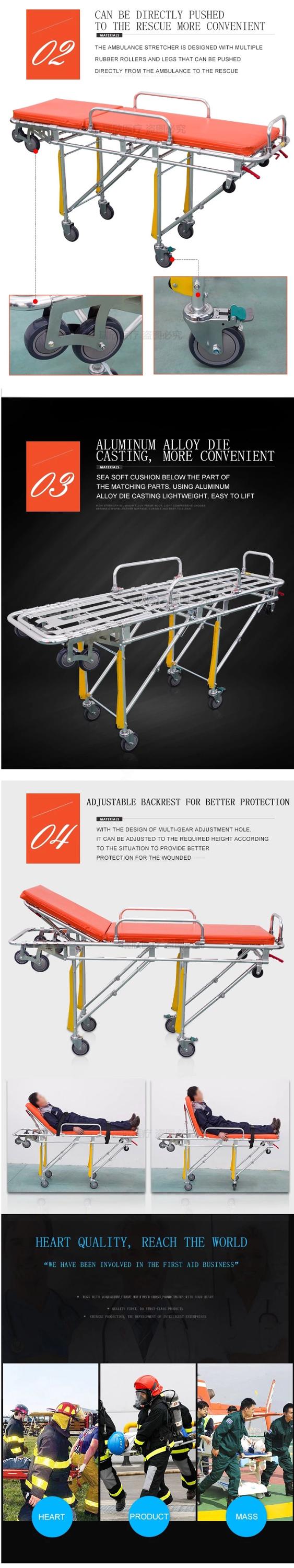 Hospital Stretcher Orange Ambulance Gurney Class I Ambulance Stretcher Trolley