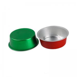 China 150ml Disposable Aluminum Foil Food Containers Round Colorful Mini Cupcake Baking Cups With Lid on sale