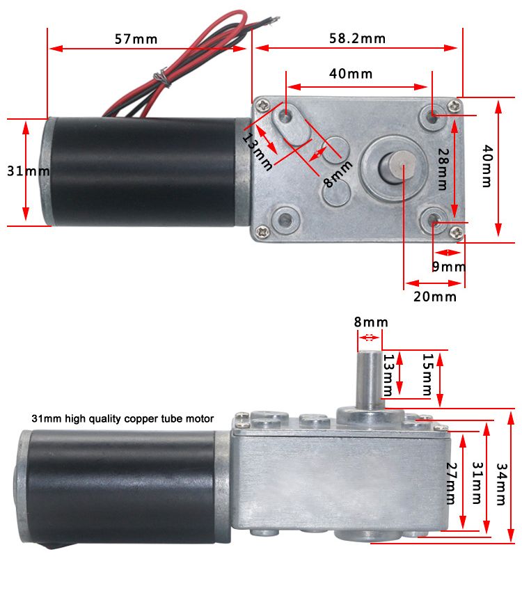 Faradyi Hot Sale Micro Mini 12v 24V Low Speed High Torque Dc Motor With Worm Direct Gear