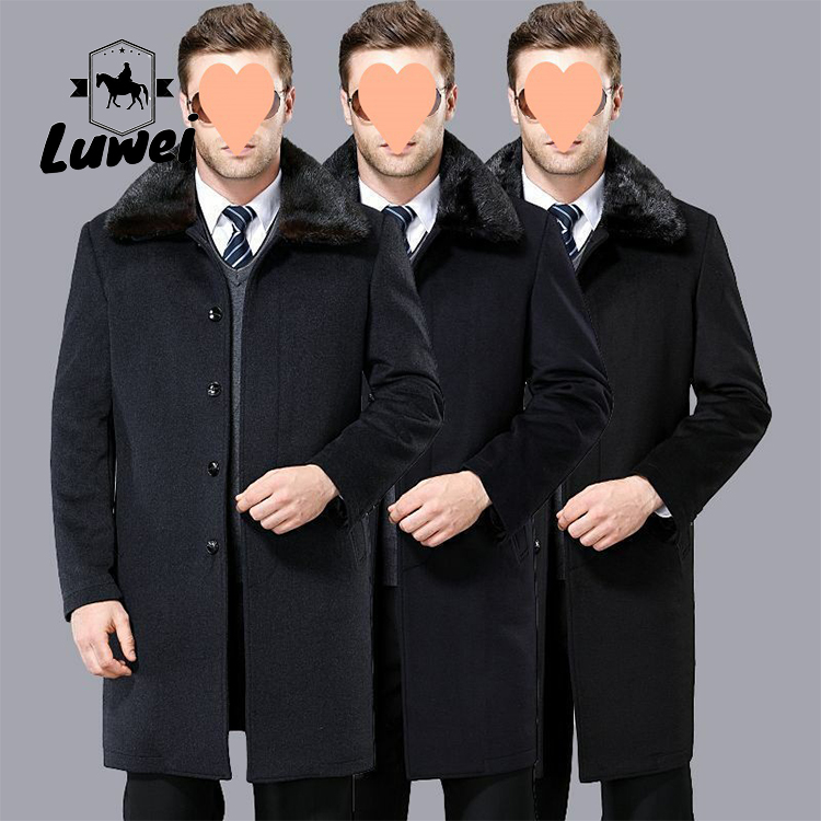 Autumn Winter Men Single Breasted Clothing Heavy Utility Cotton Slim Trench Coat Winter Warm Overcoat Jacket