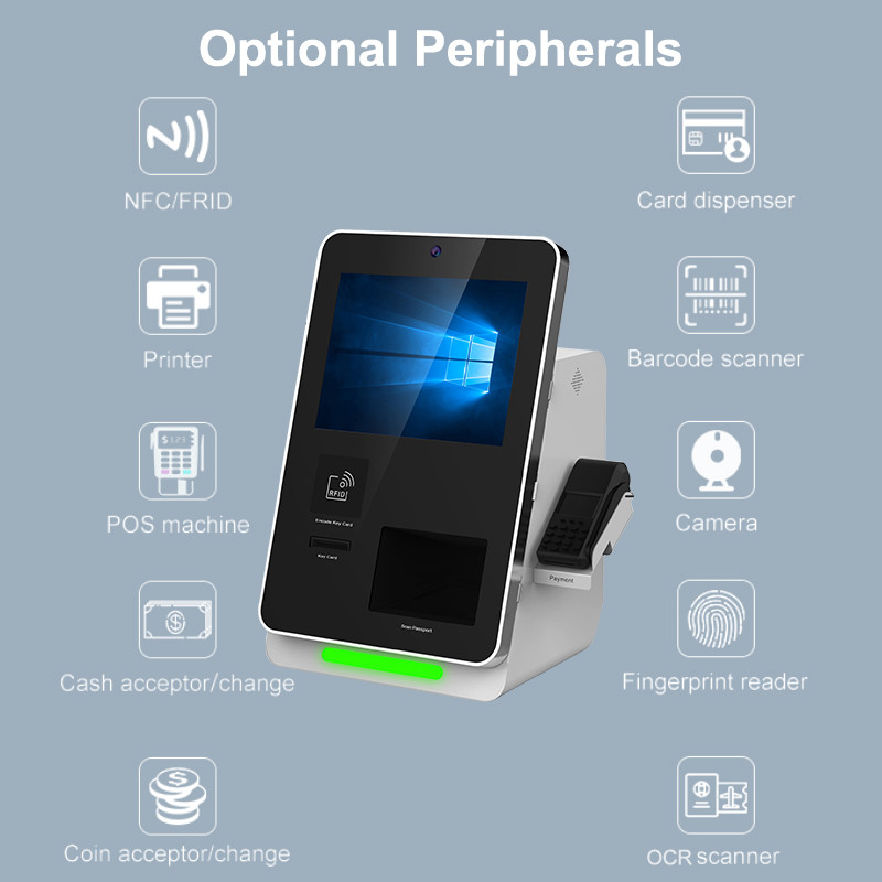 Black Color Self Service Payment Kiosk 15 Inch Display For Hotel Check In