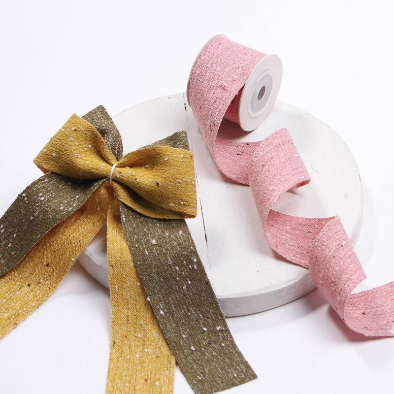 Double Face Cotton Linen Ribbon 6mm-40mm Custom Ribbon Rolls OEM