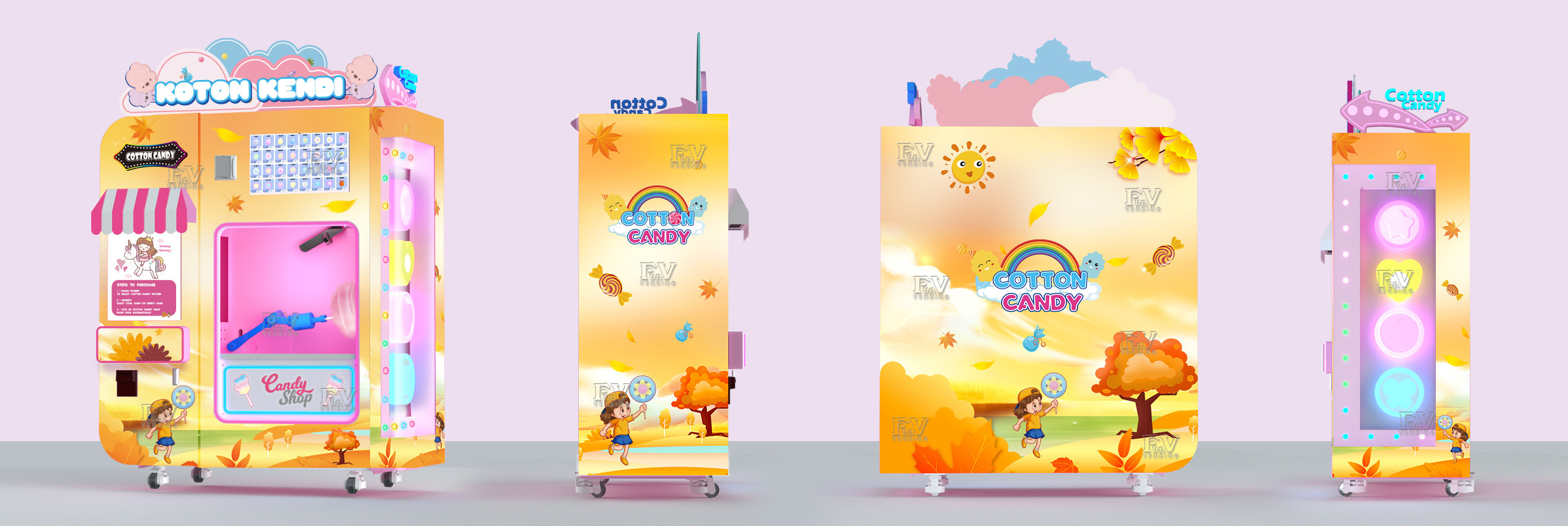 New Vending Machine 2024 Professional Intelligent Automatic Cotton Candy Vending Machine With Advertising Screen