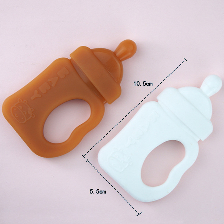 FDA BPA Free Baby Silicone Products Milk Bottle Teether Toy 10.5*5.5*1.5cm With Box