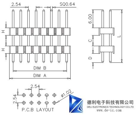 2.54MM Male Pin Header Connector , Vertical Through Hole PCB Pin Header