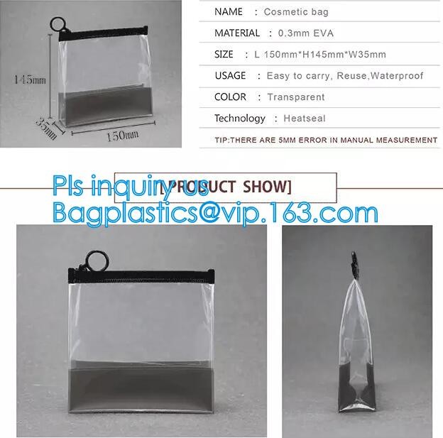 reusable premium quality slider zipper cosmetic toothbrush pvc bags, Custom logo pvc frosted vinyl slider zipper bag