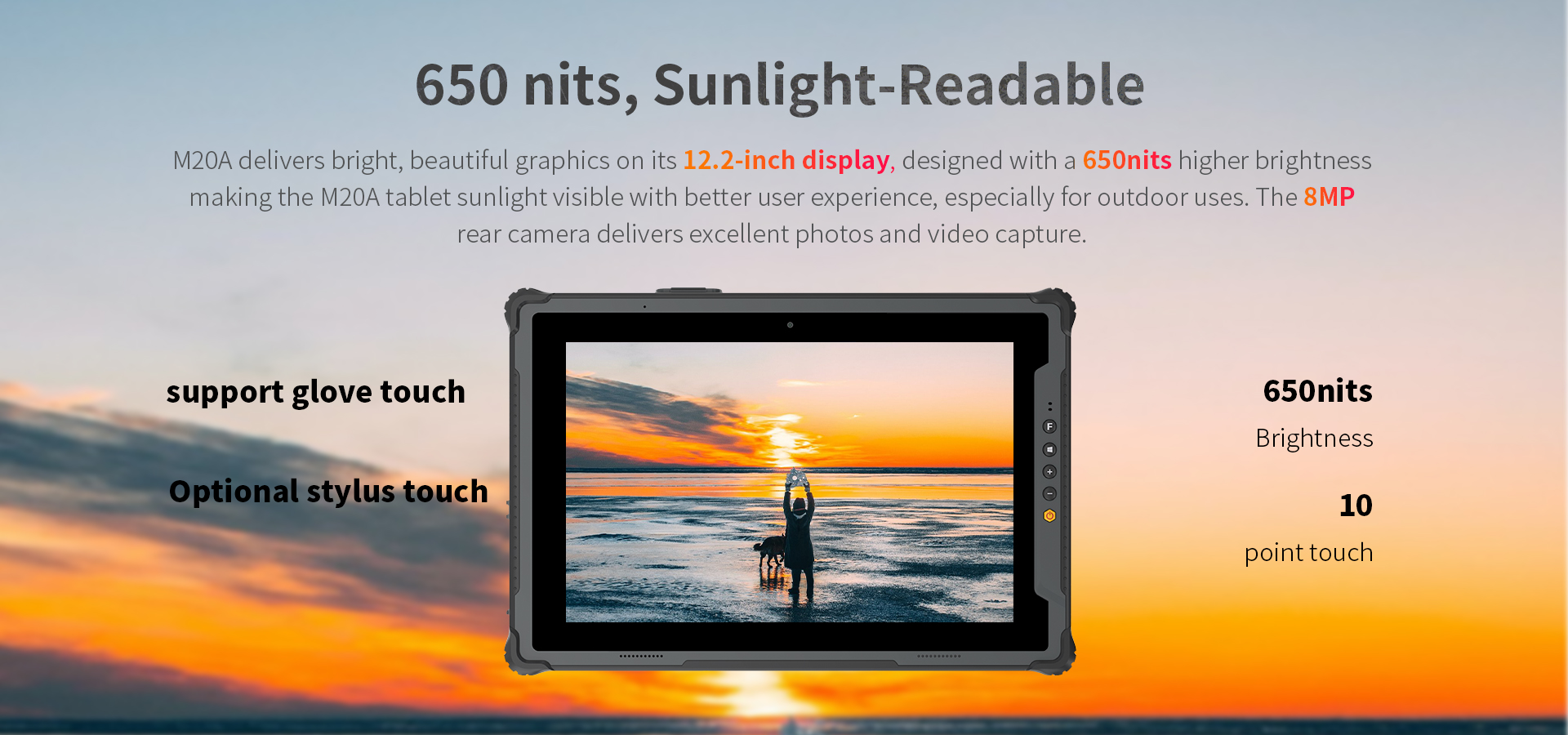 ONERugged M20A Android NFC Fingerprint Tablet with GPS Win 11 Intel I5/I7 16GB Memory GSM 5G USB Type C Charging