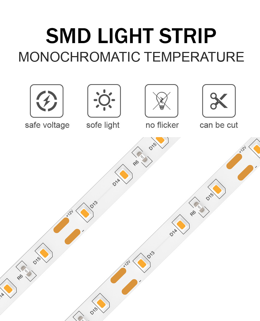 8mm 120leds 3000K Warm White Electroplate Board SMD2835 Led Strip Light for Indoor decoration DC12V24V