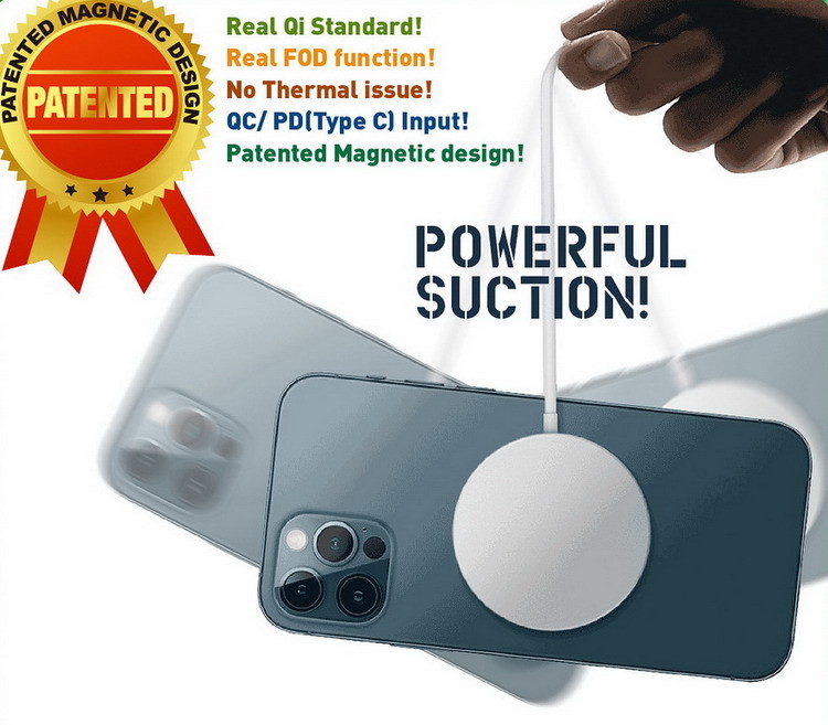 φ62 X6mm Ultra Thin Qi Charger , 15W Magnetic Fast Charger Compatible With IPhone 12 Mini Pro Max