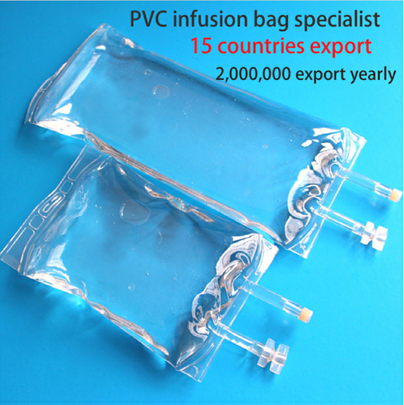 250 Ml Sterile Water IV Bags 500ml Disposable Transparent Double Tube Medical PVC IV Infusion Bags