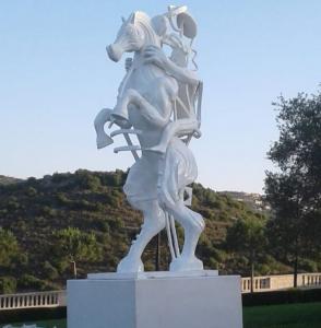 Buy cheap White painting Abstract bronze sculptures, bronze horse with figure statues , China sculpture supplier product