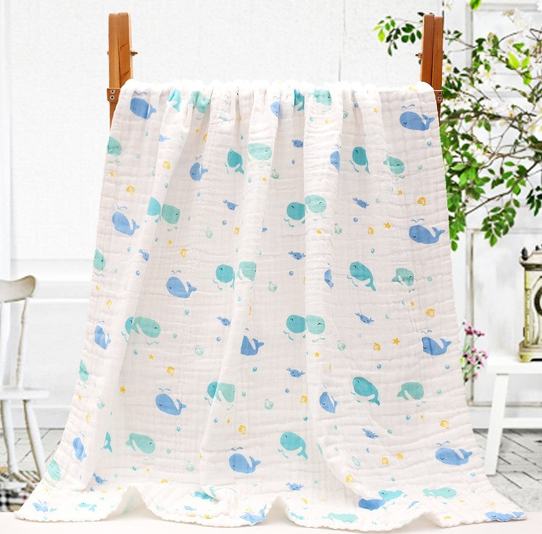 Plants Flower Pattern 40S Cotton 6 Layer Gauze Fabric High Hygroscopicity