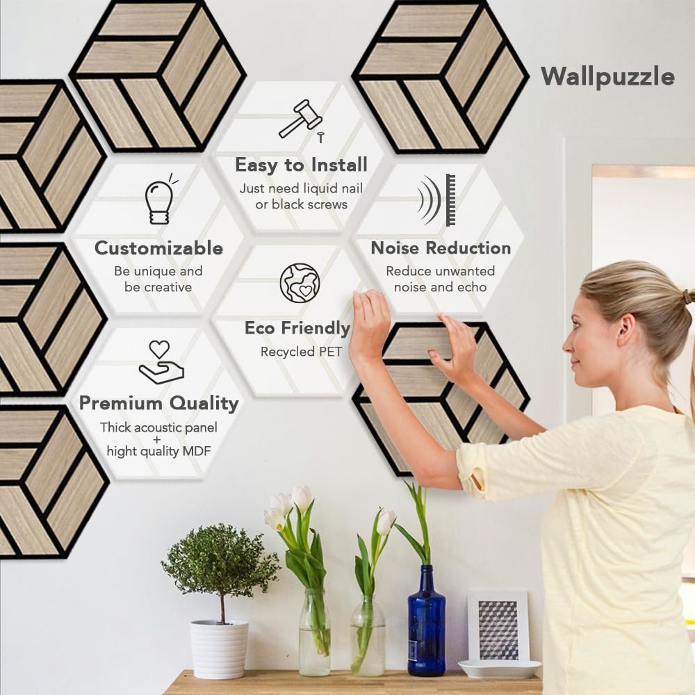 Hexagon Polyester Fiber Acoustic Panel Wall Panels Interior Home Decoration