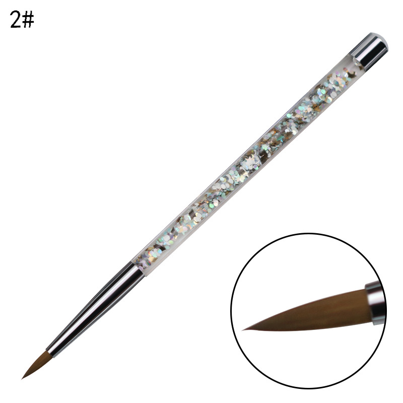 Glitter Handle Nail Art Brush Size 5-7 Kolinsky Acrylic Liquid Nail Art Tools