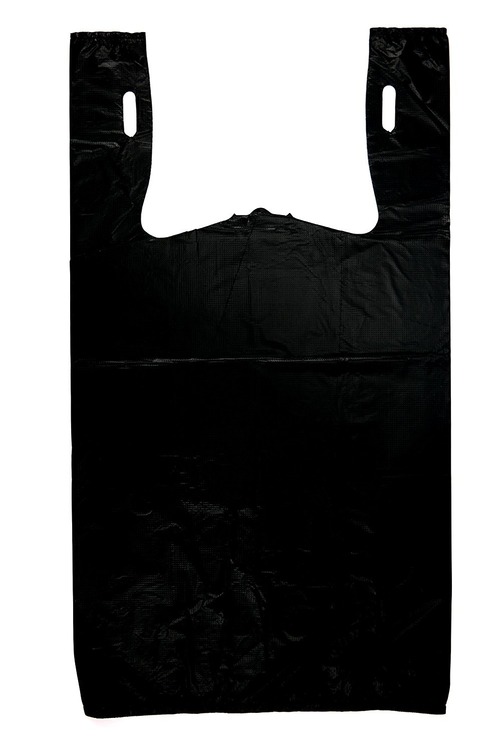 Plastic Bag-Black Plain Embossed T Shirt Bag 11.5"x6.5"x21.5" 13 mic - 100 bags/bundles ,black colour