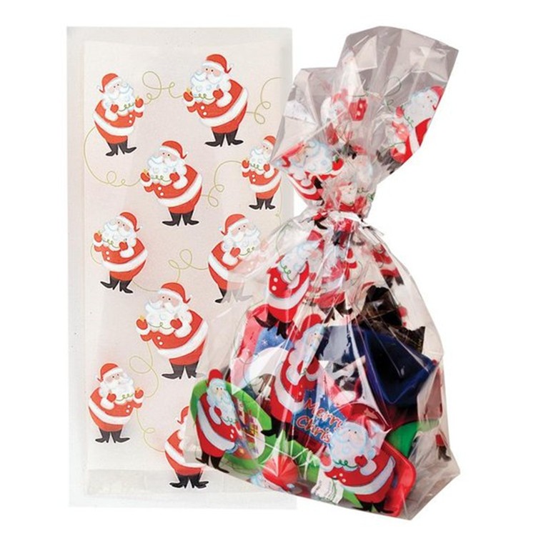 Hot Sale Best Wishes Christmas Candy Bags Plastic Gift Bags Treat Bag